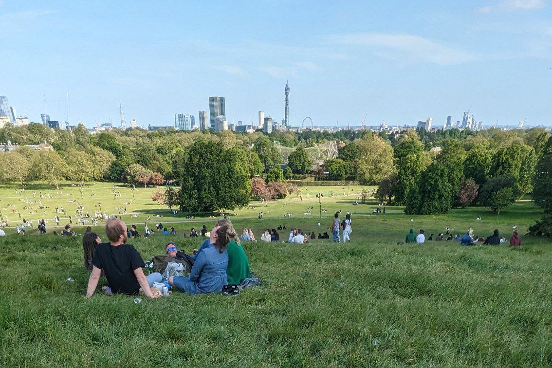 A view of central London from Primrose Hill in the summer